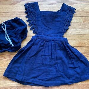 Jamie Kay Deep Blue Kids Dress with Eyelet Trim